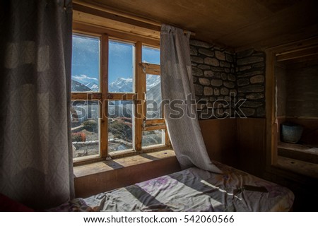 mountain view through the window