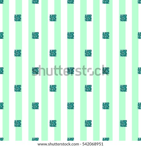 seamless green square glitter pattern with green stripe background