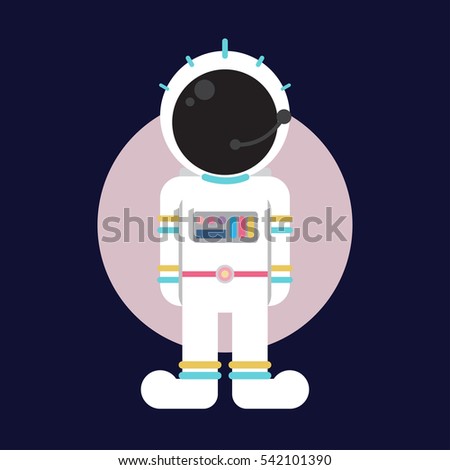 Astronaut stands in space concept vector illustration in flat style.