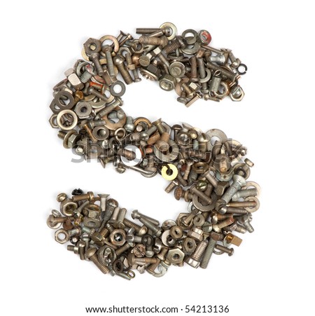 alphabet made of bolts - The letter s Royalty-Free Stock Photo #54213136