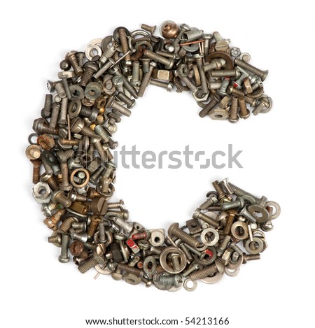 alphabet made of bolts - The letter c Royalty-Free Stock Photo #54213166