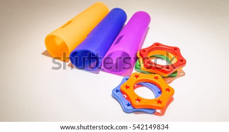 Colorful plastic  for microphone  on white background
