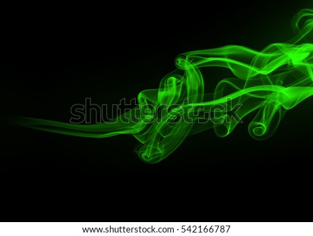 Abstract green smoke on black background