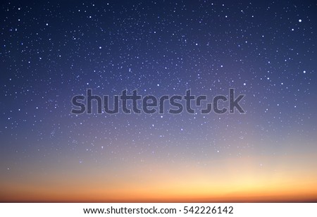 starry in the night sky with sunrise 