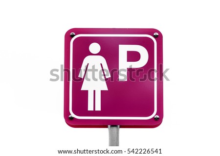 Sign lady parking car for isolated on white background
