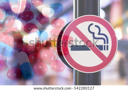Don't smoke sign with Medicine background