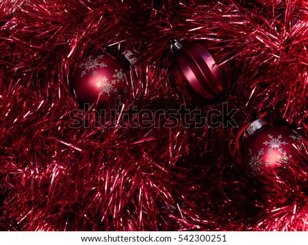 New Year's background. Tinsel and Christmas balls