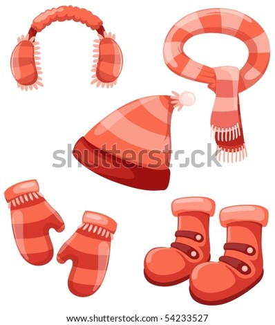 illustration of isolated girl accessories winter set