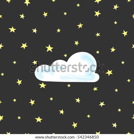 Seamless pattern with clouds and stars. Children's pattern. Vector Illustration.