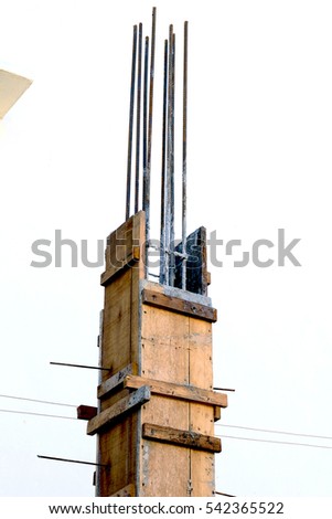 Reinforced Wooden Column Box, House Construction Site, Laos
