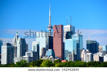 Beautiful Toronto skyline in a sunny day.