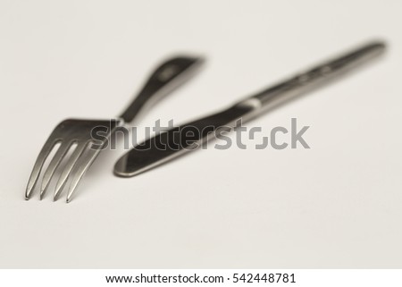 Metal fork and knife