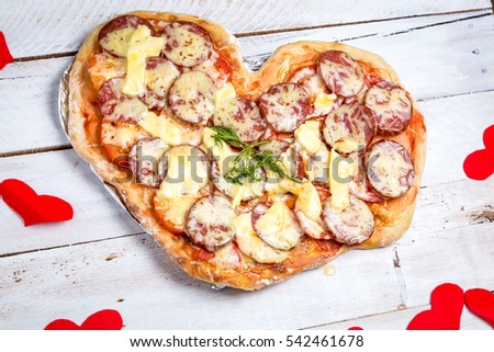 Pizza heart shaped