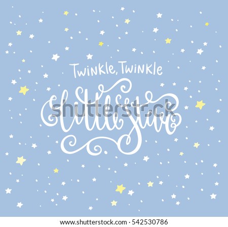 Twinkle Twinkle Little Star card. Bright starry night Royalty-Free Stock Photo #542530786