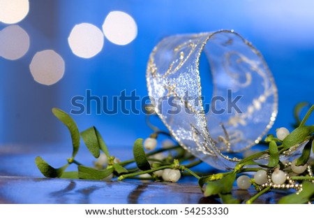 mistletoe with silver ribbon