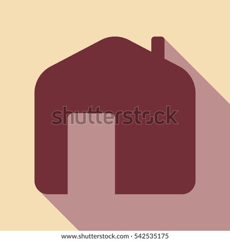 Home icon. Wine color icon with rosy brown flat style shadow path on wheat background.