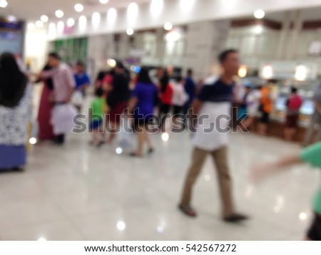 Defocused of interior, activities and shops in shopping complex