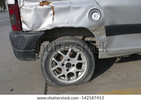 Car crash wreck, damaged car