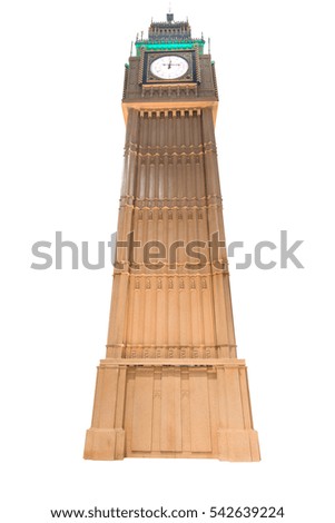 London England Big Ben Tower Clock isolated on white background with clipping path