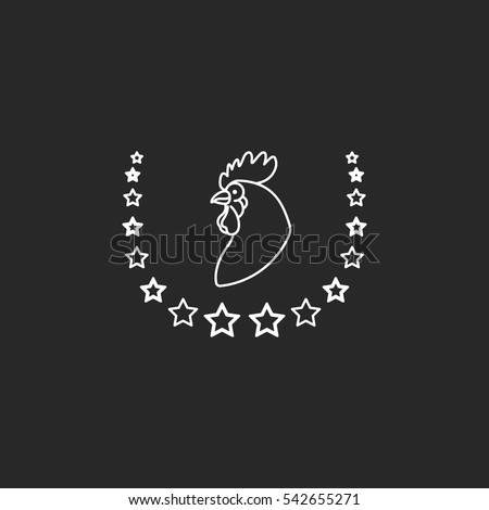 Rooster head 2017 year symbol sign line icon on background