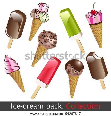 Ice cream pack. Collection. Set of vector illustrations. Format eps10.