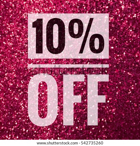 Sale 10% off sign on pink glitter background