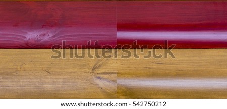 sample of painted wood with polished and without close-up
