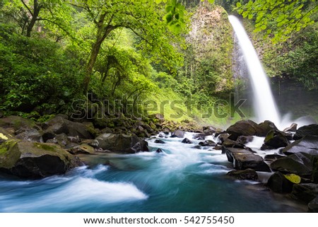 La Fortuna Waterfall, Costa Rica, long exposure Royalty-Free Stock Photo #542755450