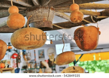 Local fruit shop, dealer in Princeton, British Columbia. Nice decoration with pumpkin, groud, fruits