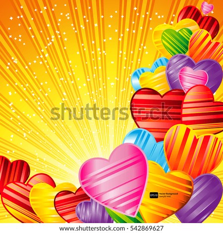 Vector Valentine's day background with striped pattern hearts , design illustration.