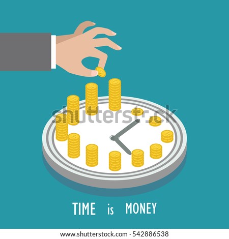 Concept of time management. Time is money, business planning. Vector concept illustration. Royalty-Free Stock Photo #542886538