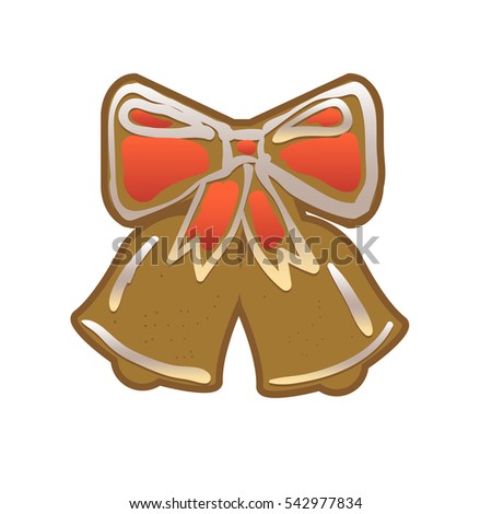 Gingerbread bells. Flat vector illustration. isolated on white background