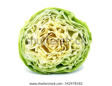 Cut cabbage on white background Royalty-Free Stock Photo #542978182