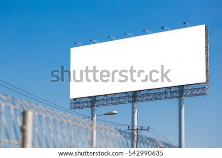 blank billboard with blue sky - can advertisement for display or montage product and business