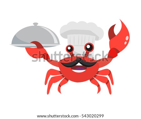 Cute Sea Animal Chef Logo Illustration - Italian Crab