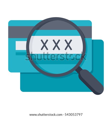 CVV code icon with credit card and magnifying glass Royalty-Free Stock Photo #543053797