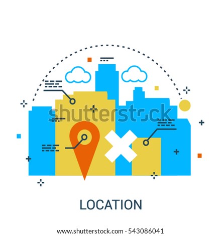 Business location line icon concept
