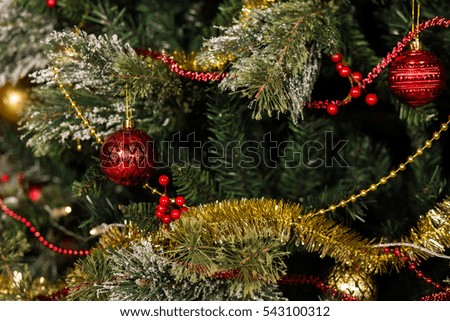 Fir tree like a decoration on Christmas holiday in the room.