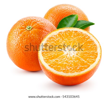 Orang fruit isolate. Orange with leaves isolated on white. Royalty-Free Stock Photo #543103645