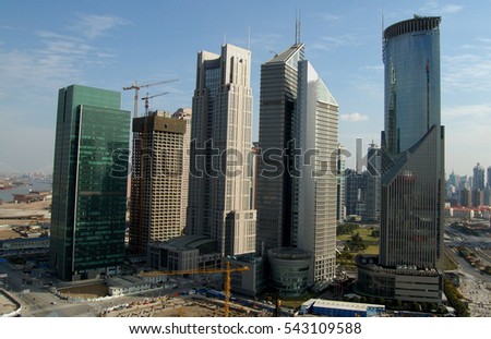 the urban landscape of Shanghai (China) for the future infrastructure of the modern city, high-rise buildings, television tower as the source for design, advertising, photo shop and printing
