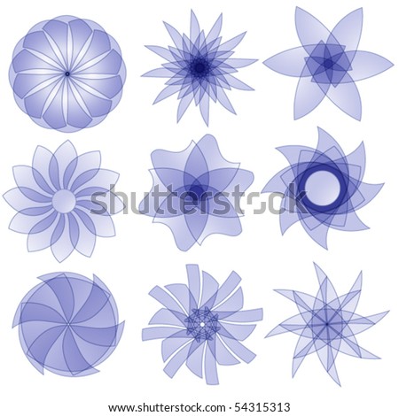 Beautiful lilac vector ornament collection over white background