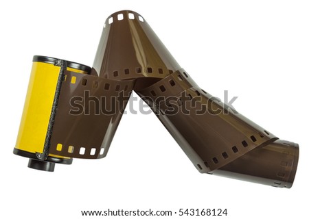 Camera Film Roll in cartridge isolated on white with Clipping Path