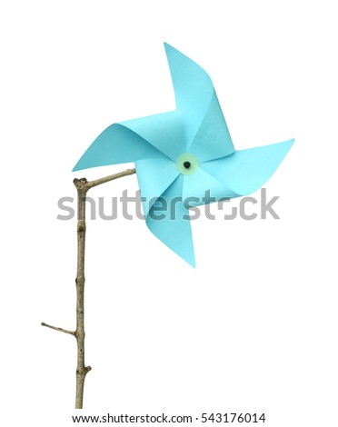 Turbine sky blue paper isolated on white background. This has clipping path.