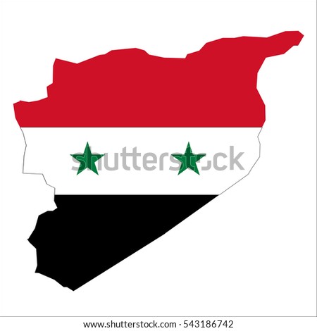 Syria map and flag in white background