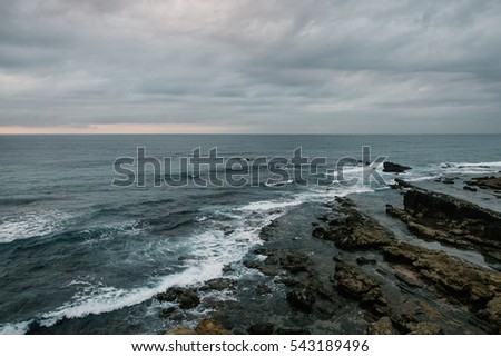 Seascape on a cloudy morning in Ballito, South Africa.