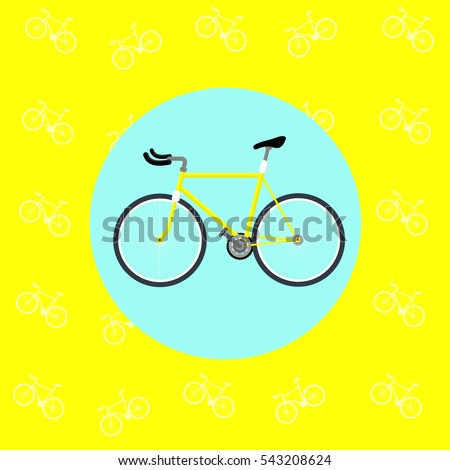 Yellow sport bike. Cute flat  bycicle.
