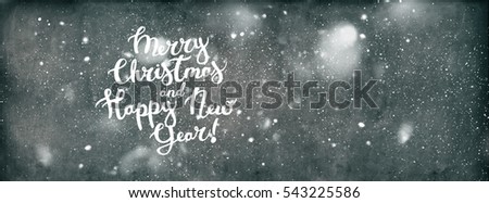 Text Merry Christmas and Happy New Year Background Snow Falling Digital Drawing Pastel Colors Abstract Textured Background Banner