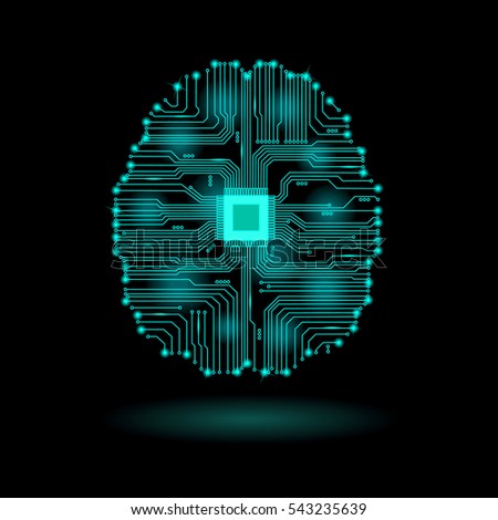 Abstract brain of man in an electronic form. Vector illustration. Abstract brain. Royalty-Free Stock Photo #543235639