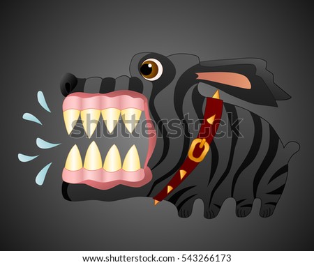 Very angry dog. Cartoon character. Vector Image.