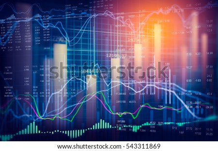 Stock market or forex trading graph and candlestick chart suitable for financial investment concept. Economy trends background for business idea and all art work design. Abstract finance background. Royalty-Free Stock Photo #543311869
